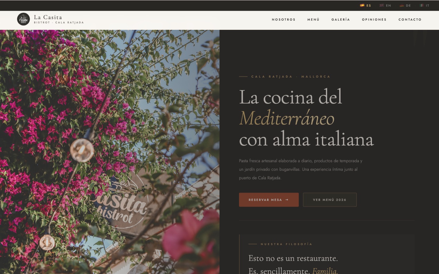 Webseite La Casita Bistrot — Restaurant und Bistro